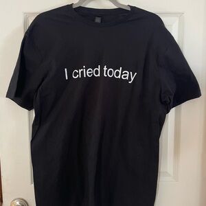 Black Graphic T-Shirt “I cried today”